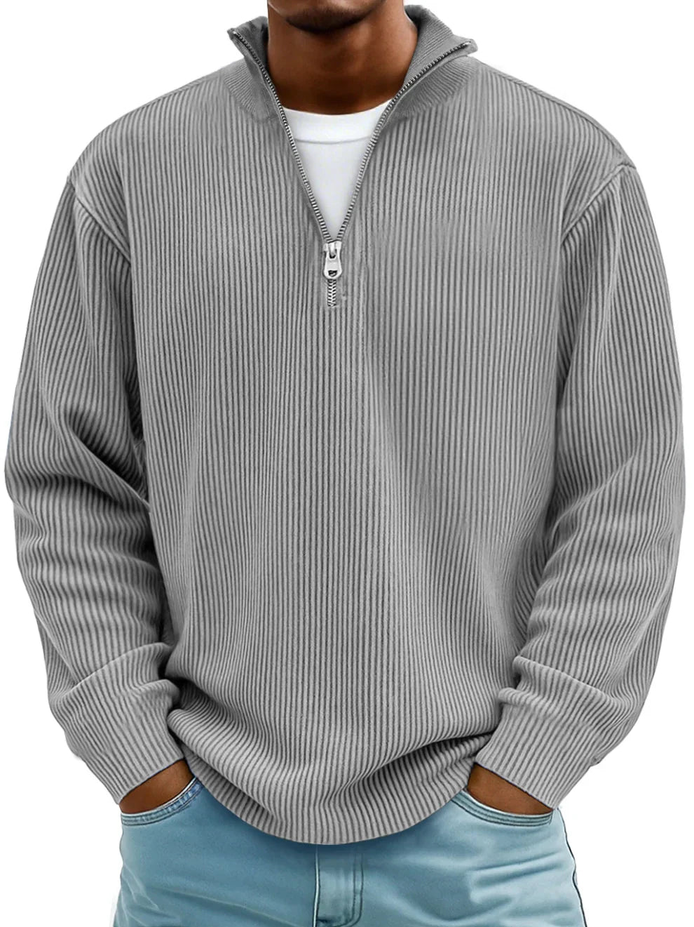 Rowan – Men’s Half-Zip Ribbed Knit Sweater