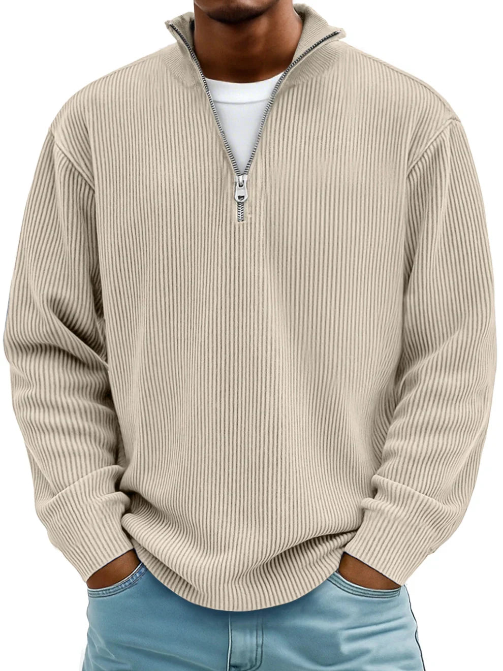 Rowan – Men’s Half-Zip Ribbed Knit Sweater