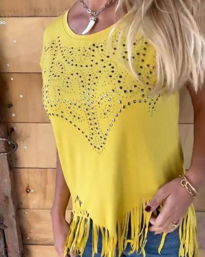 MASOVA - Studded Fringe T-Shirt