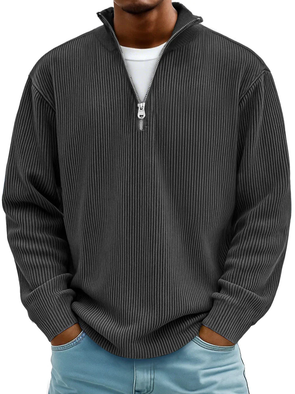 Rowan – Men’s Half-Zip Ribbed Knit Sweater