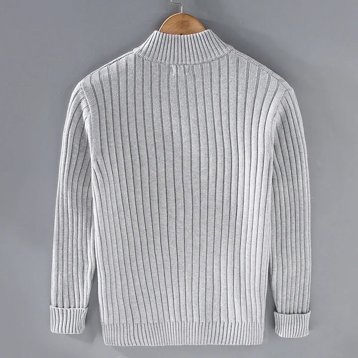 Lucas | Cotton and Shetland Wool Zip Cardigan