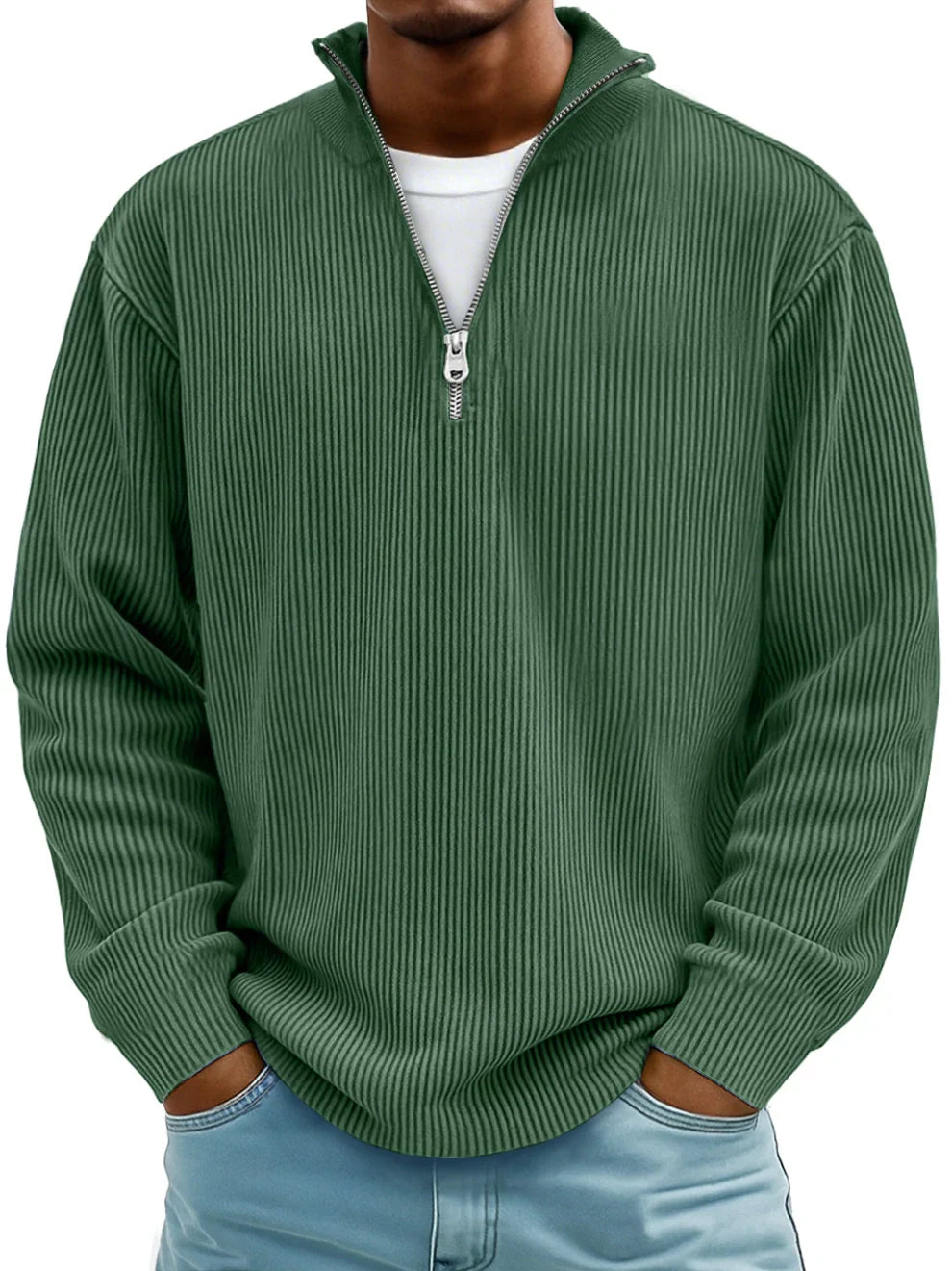 Rowan – Men’s Half-Zip Ribbed Knit Sweater
