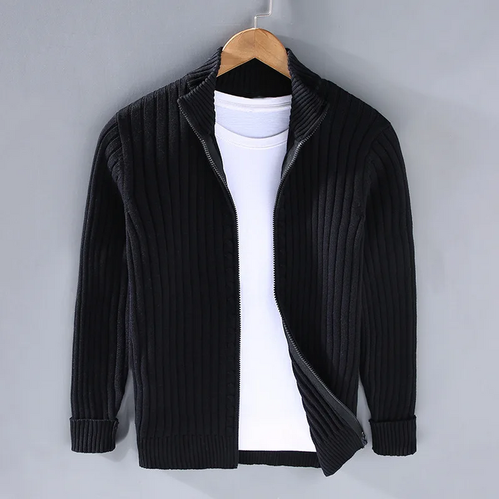 Lucas | Cotton and Shetland Wool Zip Cardigan