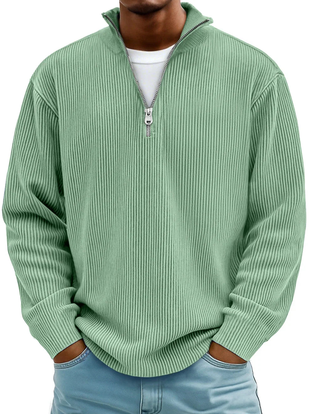 Rowan – Men’s Half-Zip Ribbed Knit Sweater