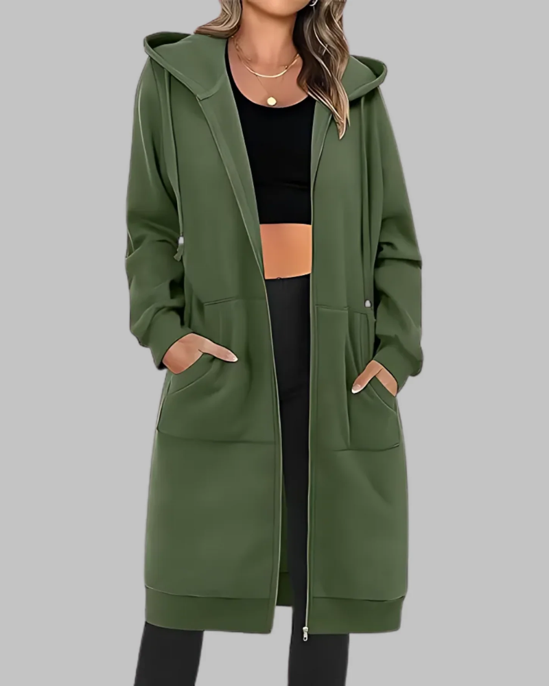 GUIOMAR - Casual Zip Up Oversized Long Jacket