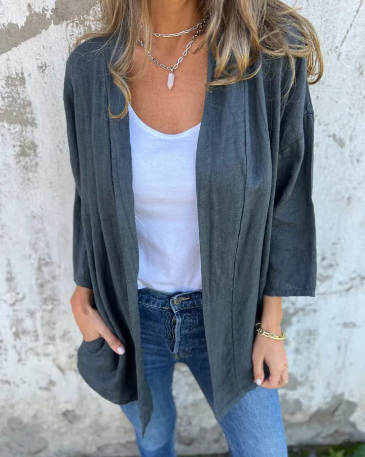 SERANE - COTTON AND LINEN THIN CARDIGAN