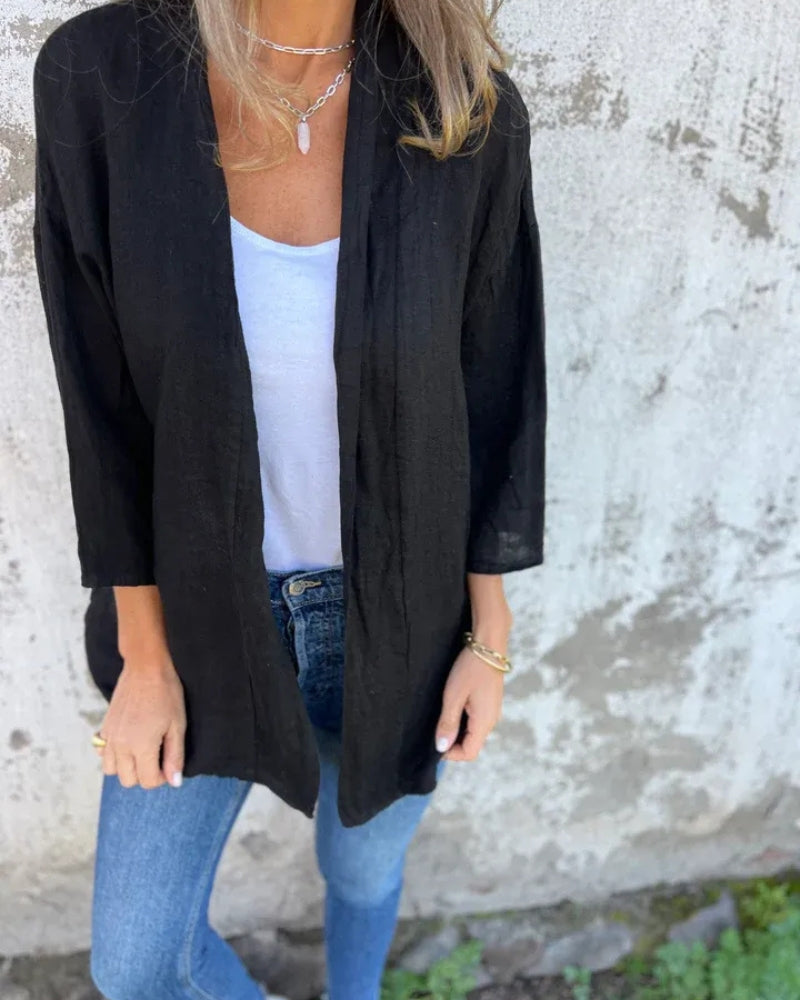 SERANE - COTTON AND LINEN THIN CARDIGAN