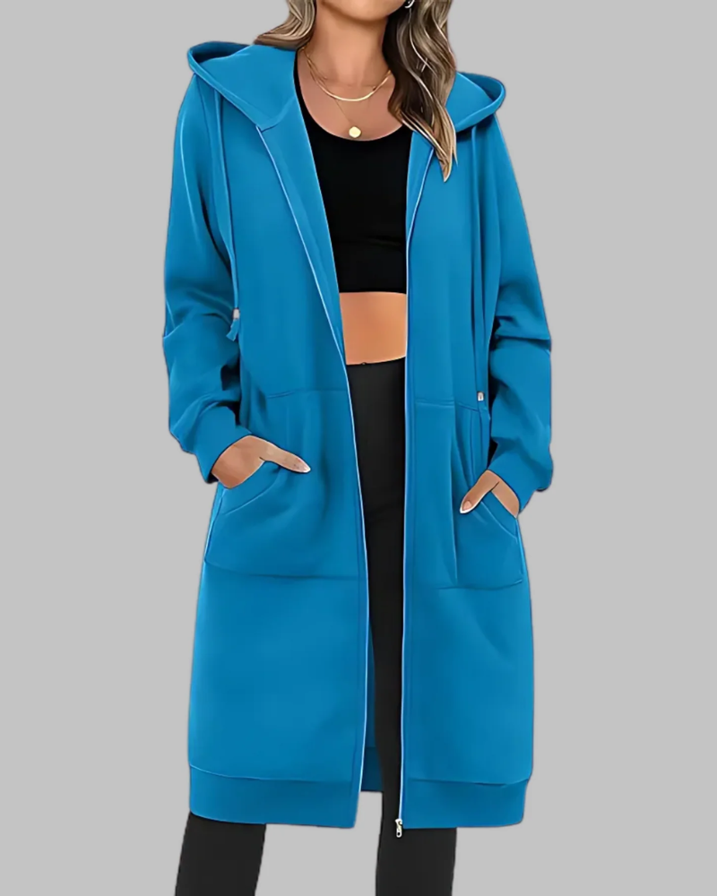 GUIOMAR - Casual Zip Up Oversized Long Jacket