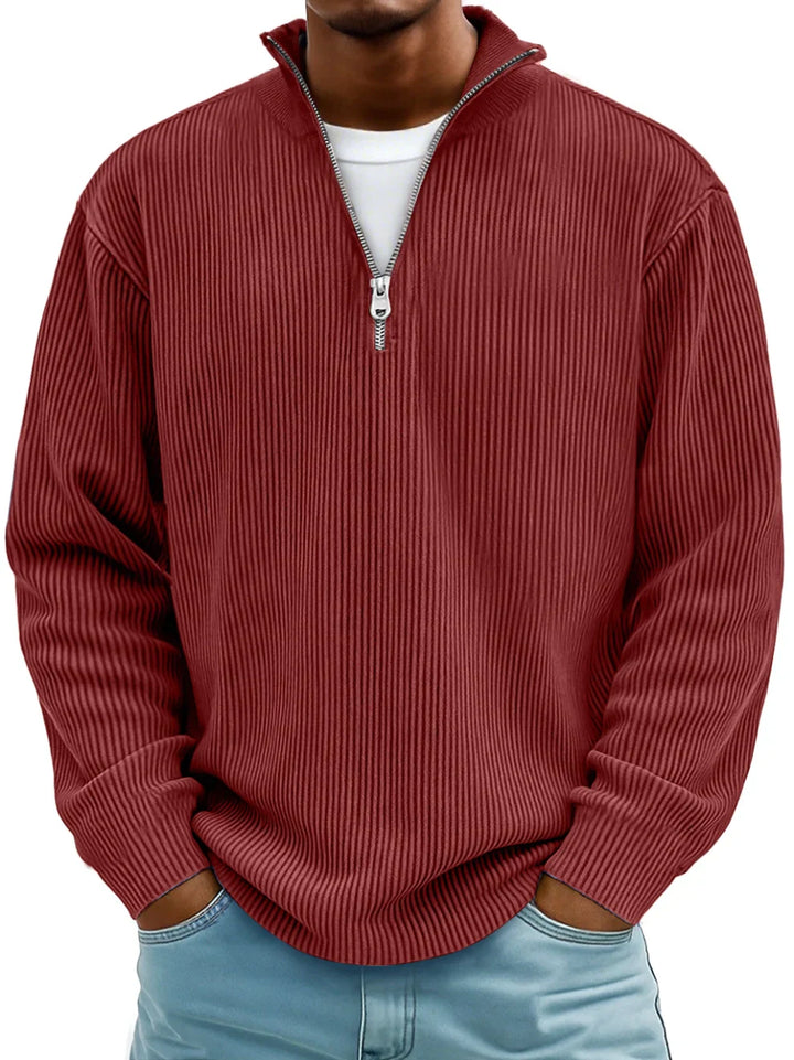 Rowan – Men’s Half-Zip Ribbed Knit Sweater