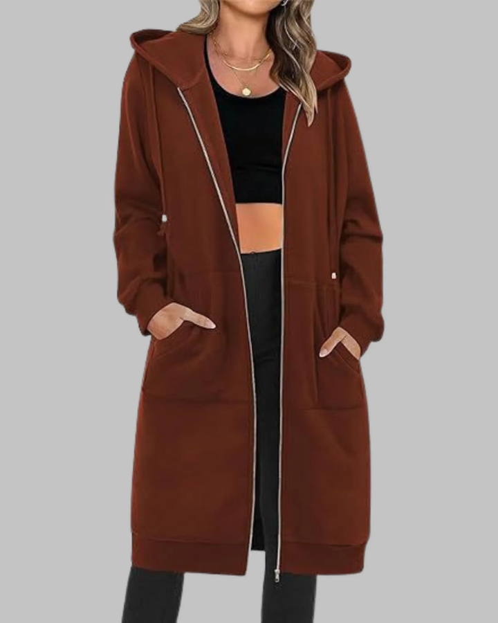 GUIOMAR - Casual Zip Up Oversized Long Jacket