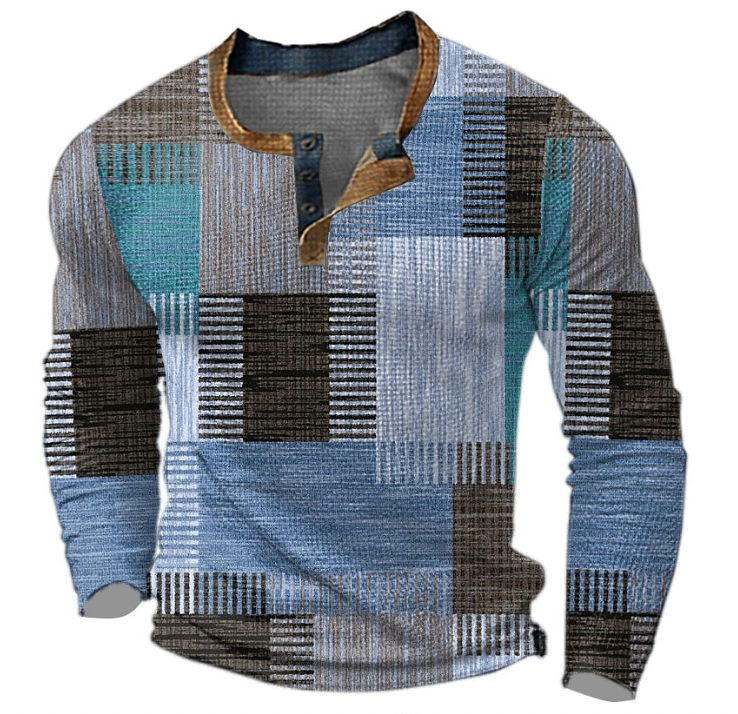 Steve | Stylish Henley shirt with geometric pattern