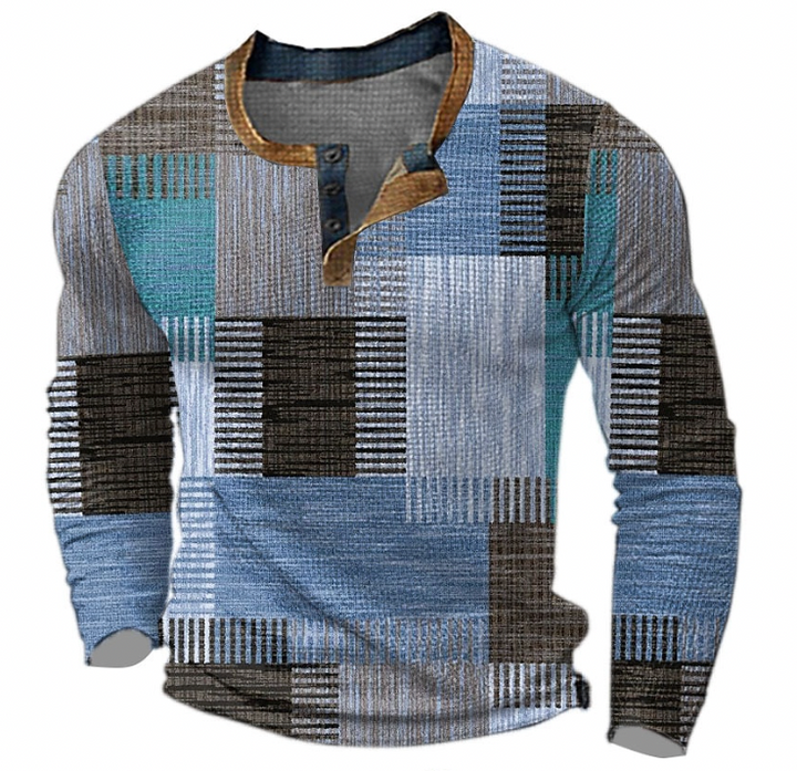 Steve | Stylish Henley shirt with geometric pattern