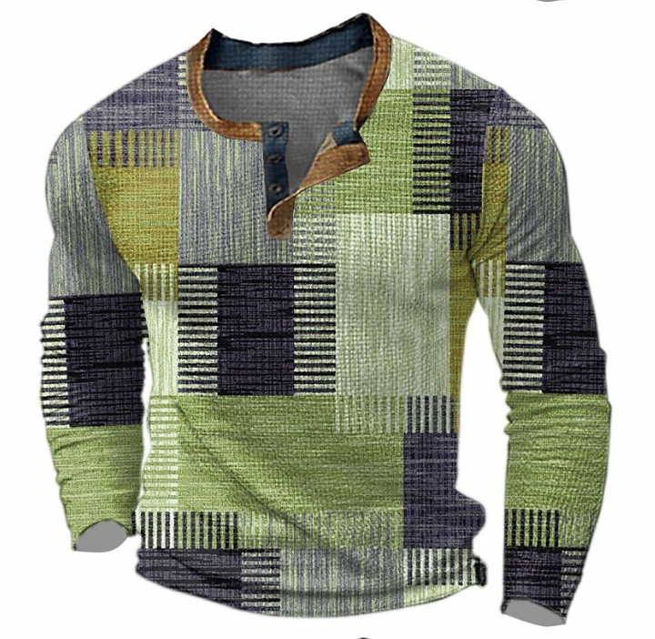 Steve | Stylish Henley shirt with geometric pattern