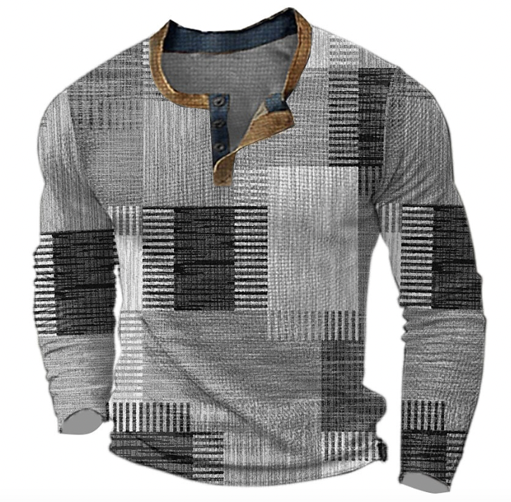 Steve | Stylish Henley shirt with geometric pattern