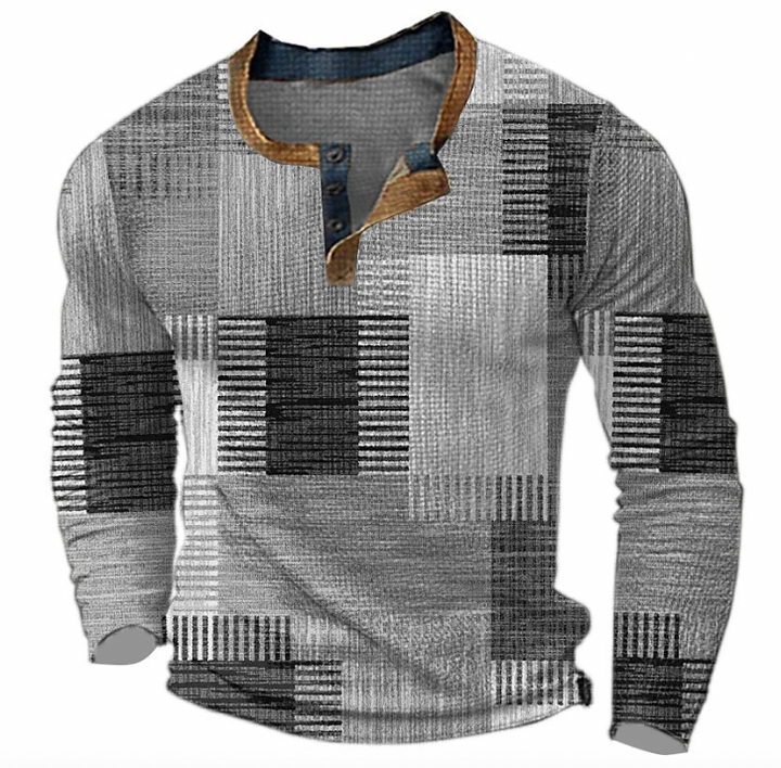 Steve | Stylish Henley shirt with geometric pattern