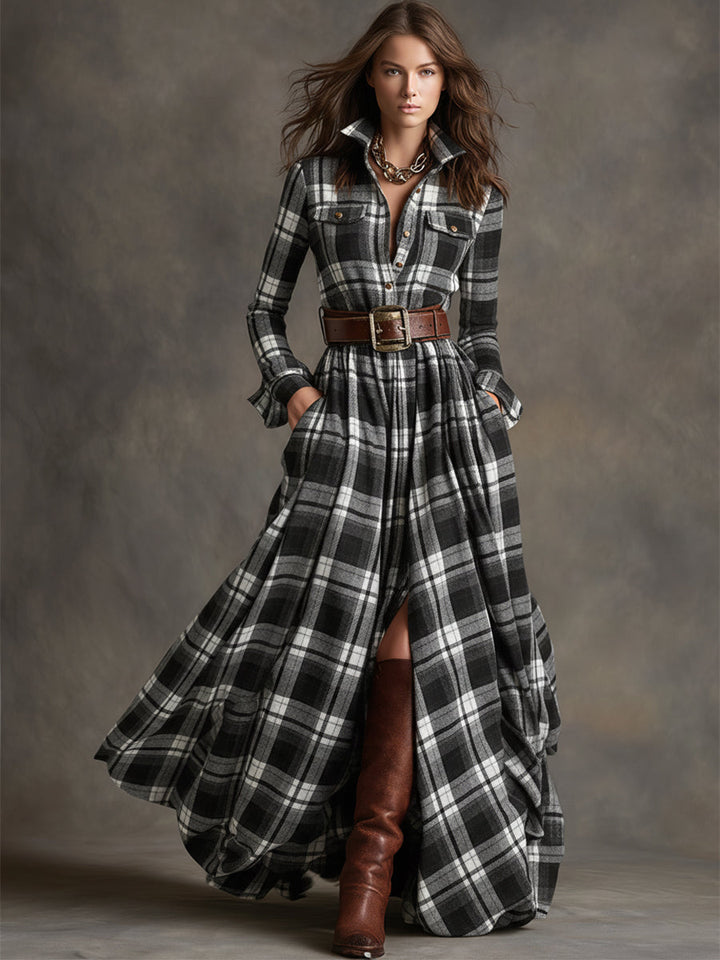 Women Belted Shirt Dress Long Sleeve