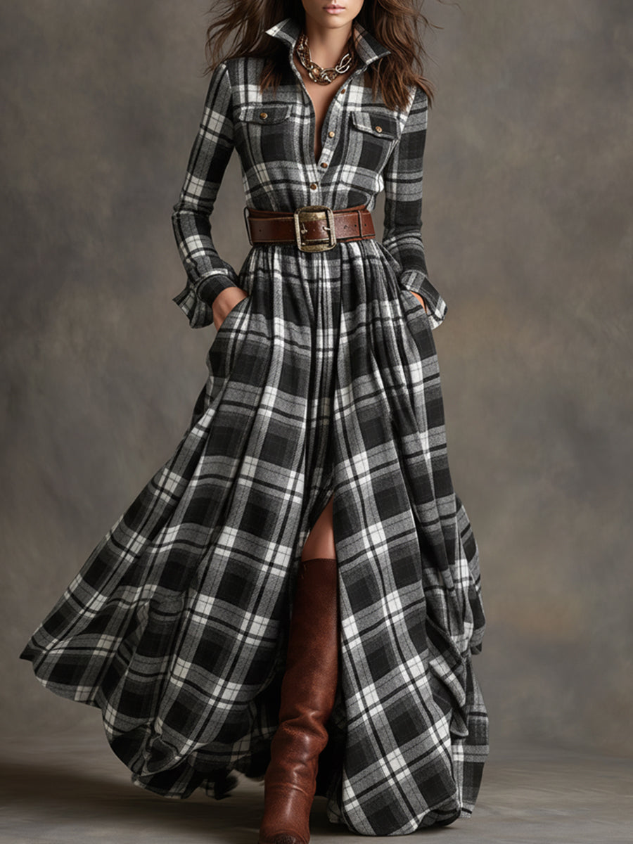Women Belted Shirt Dress Long Sleeve