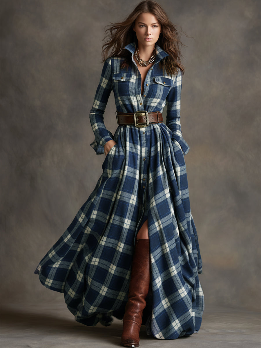 Women Belted Shirt Dress Long Sleeve