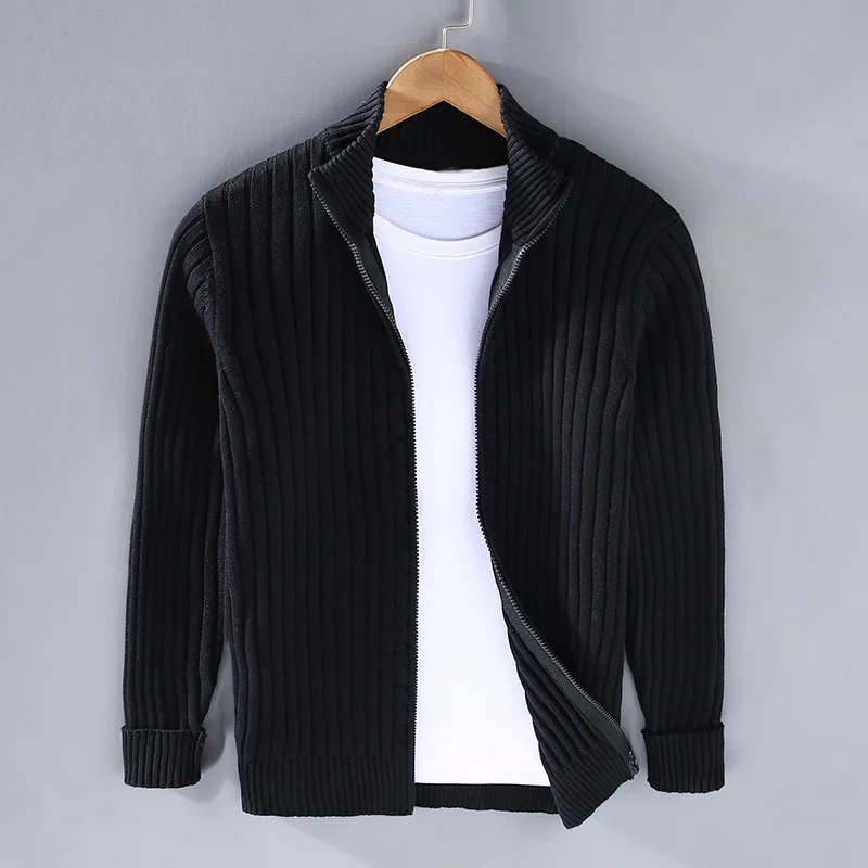 Lucas | Cotton and Shetland Wool Zip Cardigan